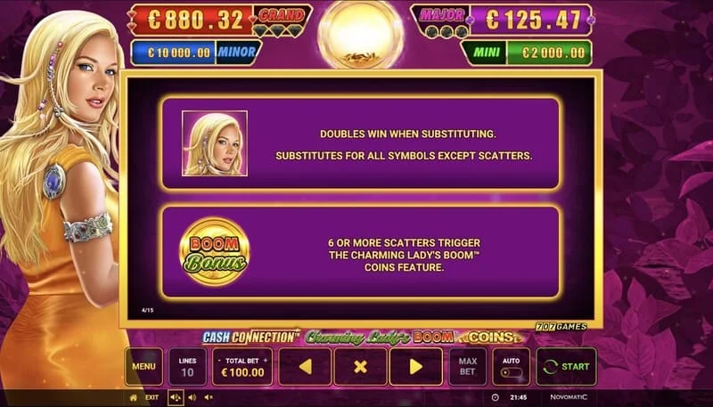 Cash Connection - Charming Lady's Boom Coins - simula ng Boom Coins round sa 7×5 grid
