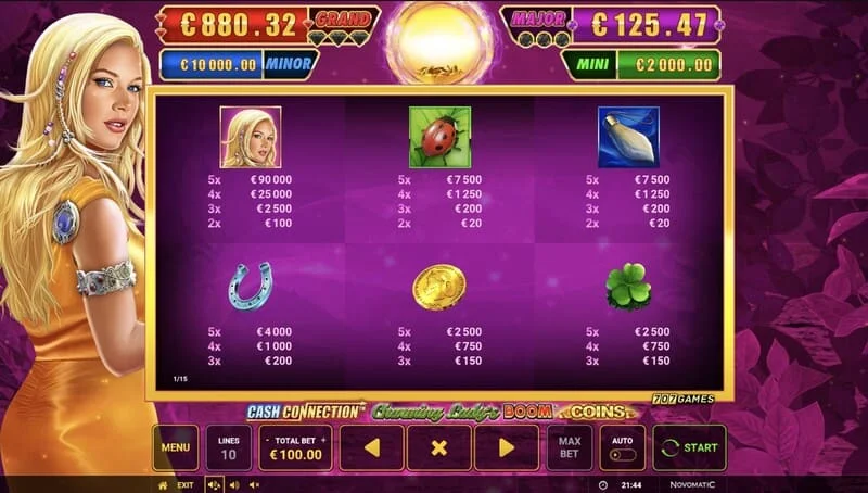 Cash Connection - Charming Lady's Boom Coins - Boom Spins mini-game sa extended grid