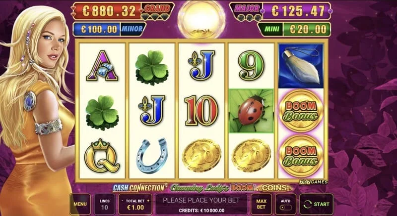 Cash Connection - Charming Lady's Boom Coins - 5×3 grid na may mga lucky symbols